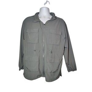 Apana Gray Men's/Unisex Windbreaker Full-Zip Hooded Jacket L NWOT